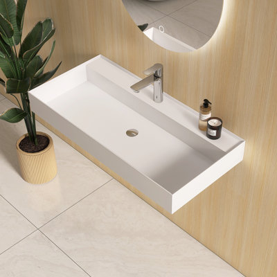 39'' Wall Mounted Bathroom Sink Solid Surface Sink