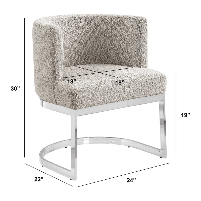 Chaise d'appoint simple avec base traîneau, Gris, Argent