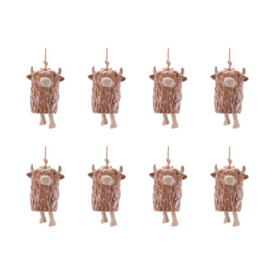 Highland Cow Ornament Set of 8