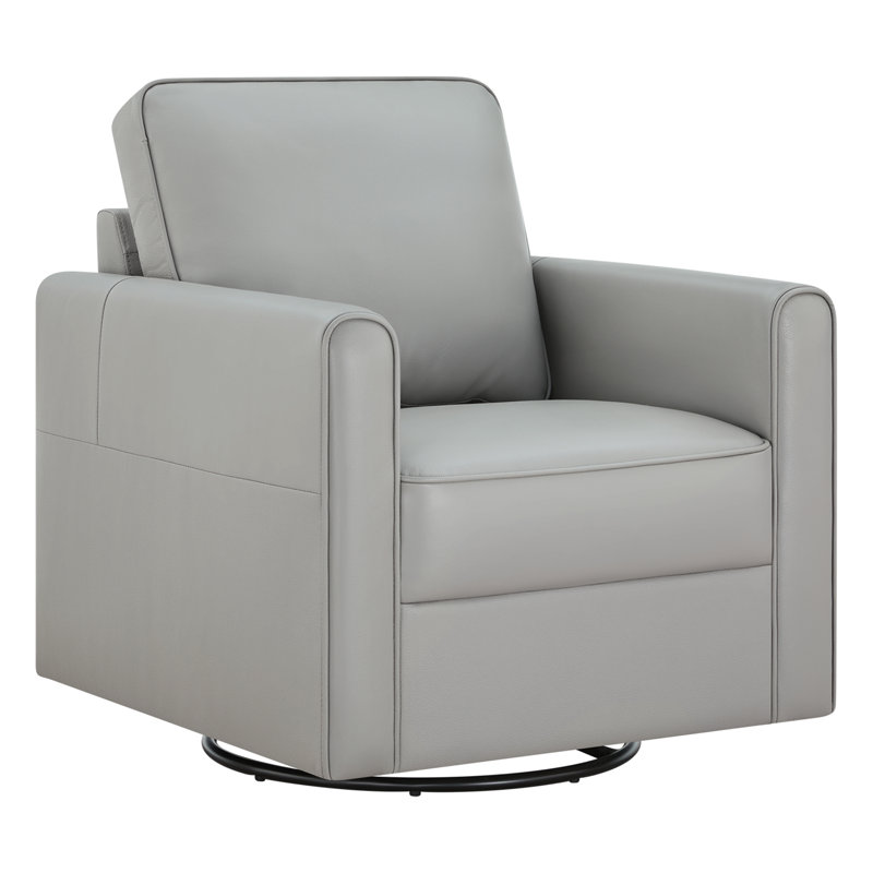 Chaise d'appoint pivotante en cuir véritable Weston (ensemble de 2), Gris clair