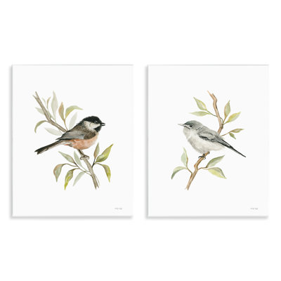 «Small Birds on Branches», ensemble de 2 plaques murales par Cindy Jacobs