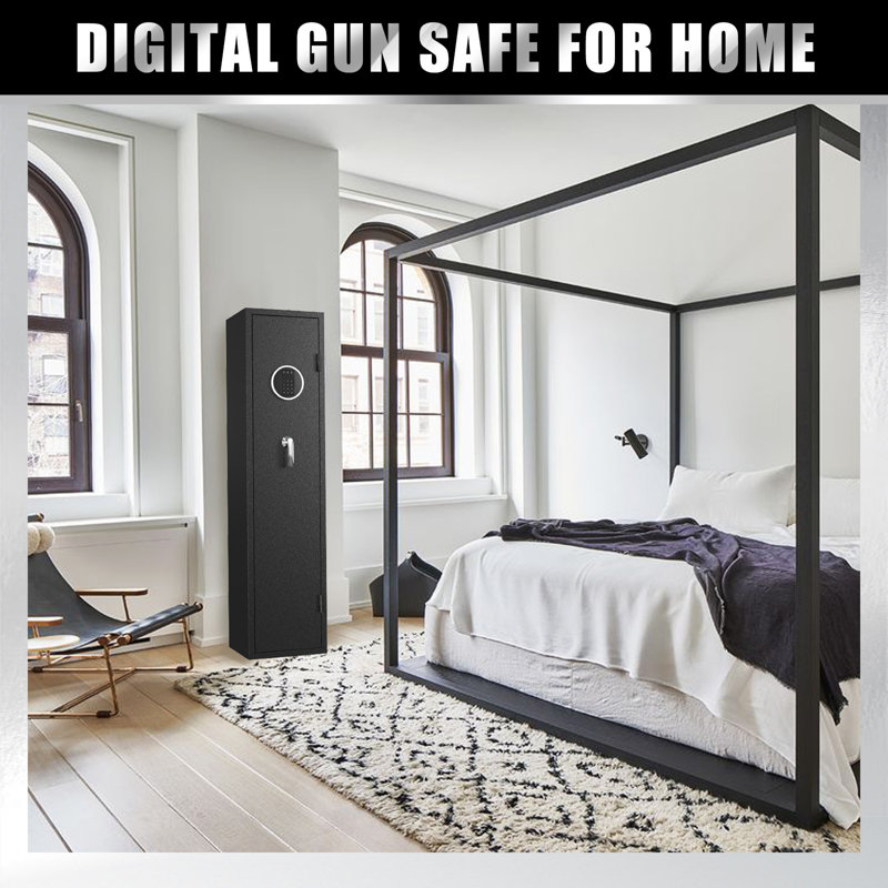 5-6 Gun Safe for Rifle,Large Gun Safes with Privacy Virtual Password Function and Backlight Keypad