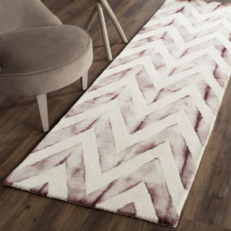 Vandermark Hand Tufted Wool/Cotton Geometric Rug in Maroon/Ivory