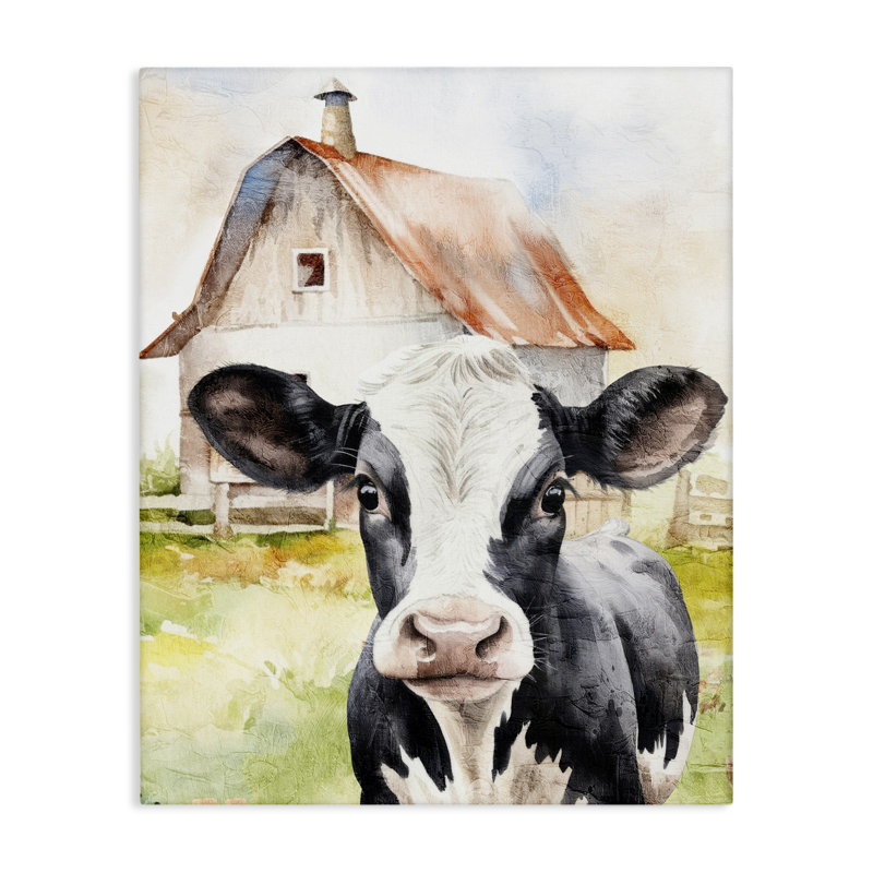 «Cow Little at Farm», art mural sur toile par Kim Allen, H 20 po x l 16 po