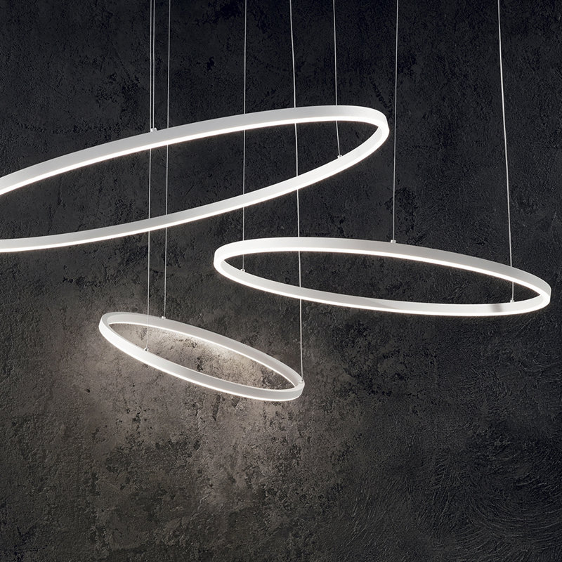 1 - Light Geometric LED Chandelier, 205cm H x 70.5cm W x 70.5cm D, White