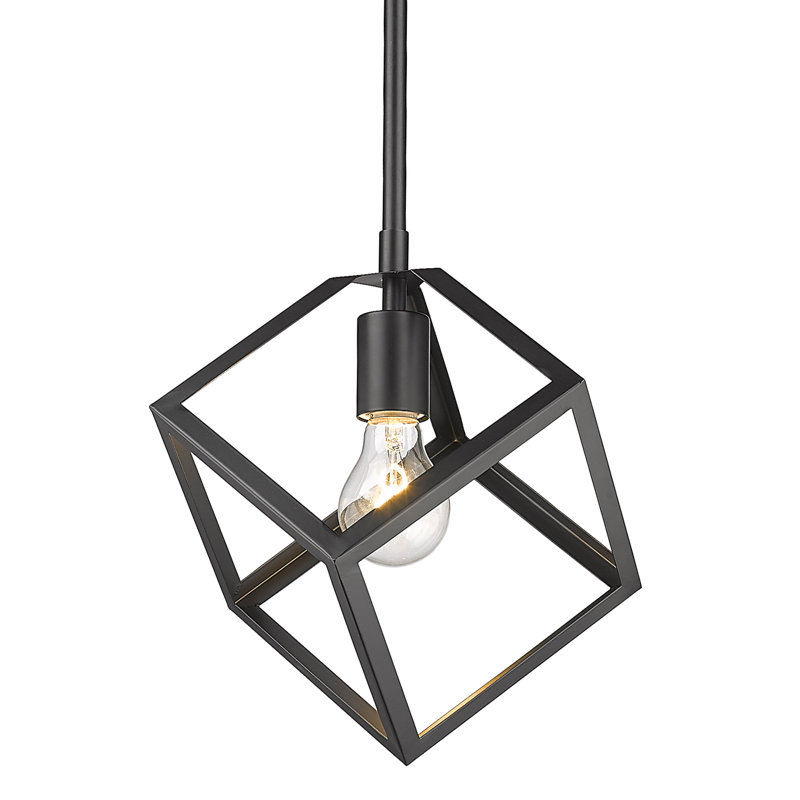 Luminaire suspendu cage en acier à intensité variable 1 lumière Calliope, Noir mat