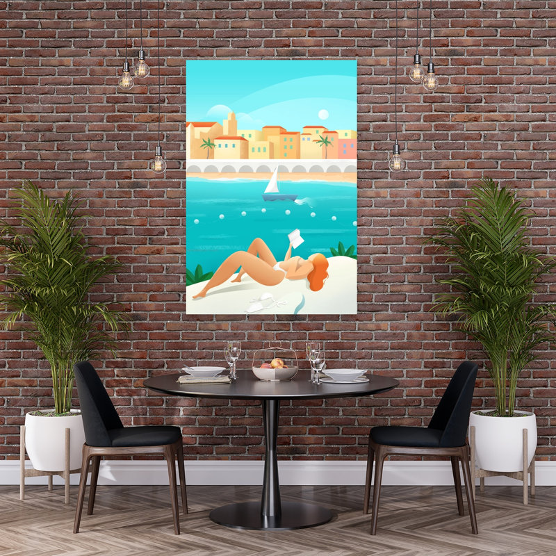 Affiche murale abstraite Côte d'Azur, H 60 po x l 40 po