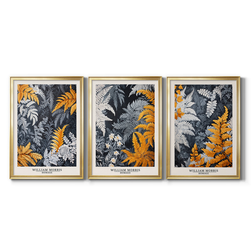 Série WORMIS DCCLxxix - Toile tendue avec châssis sur mesure - 3 pièces, H 39 po x l 81 po, Doré