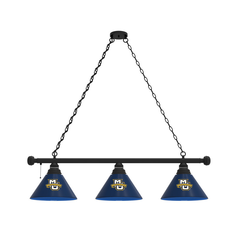 3 - Light Pool Table Lights Pendant, Black, Marquette Golden Eagles