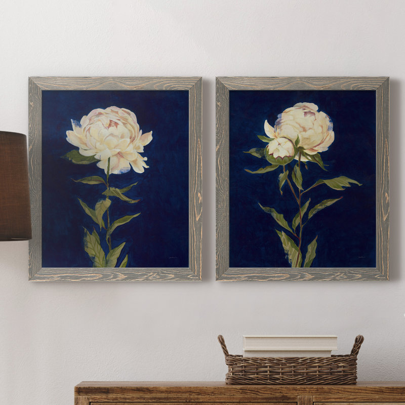 PRETTY AS A PEONY I - Ensemble de 2 reproductions de cadres photo sur toile, Encadré gris, H 24 po x l 36 po x P 1,5 po