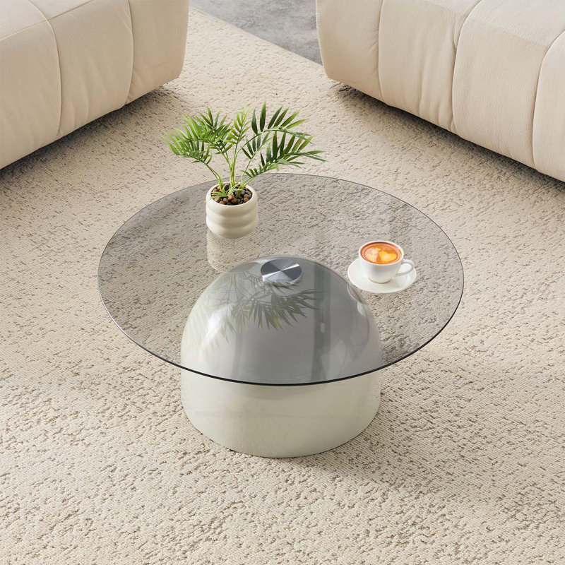 Ensemble de 2 tables basses gigognes, Transparent / brun / blanc