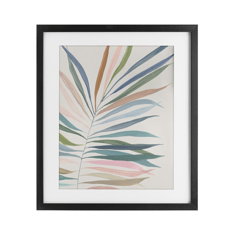 «Tropical Harmony Palms», reproduction sous verre encadrée, conception par Hannah Dawson, H 16 po x l 13 po