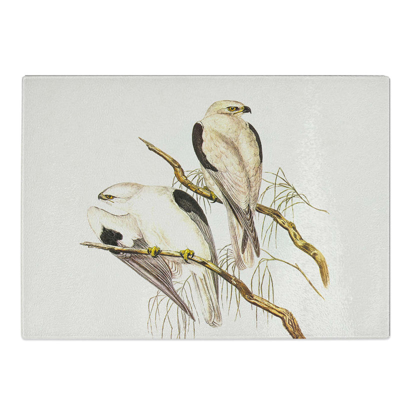 Tempered Glass Square Tailed Kites by Elizabeth Gould Chopping Board, 39 cm W x 28.5 cm L