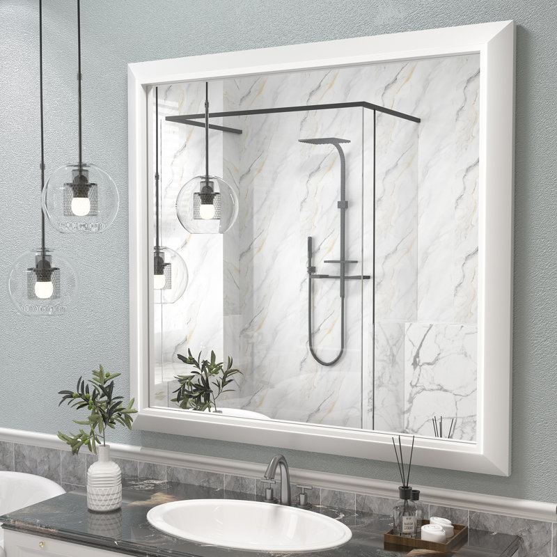 Miroir mural Amara, Blanc mat, 40 po x 38 po