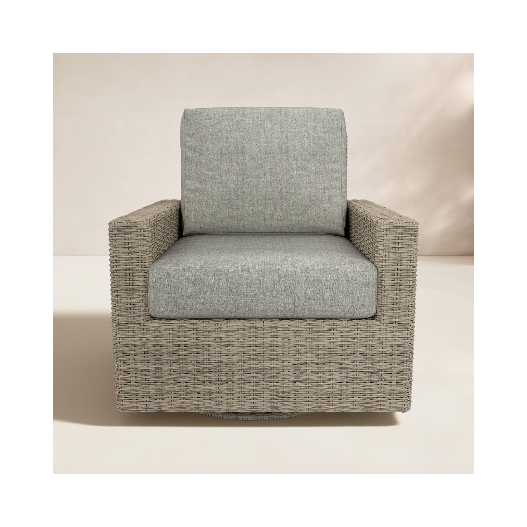 Outdoor Swivel Chair With Sunbrella Cushions, Canvas Granite, Solid Color