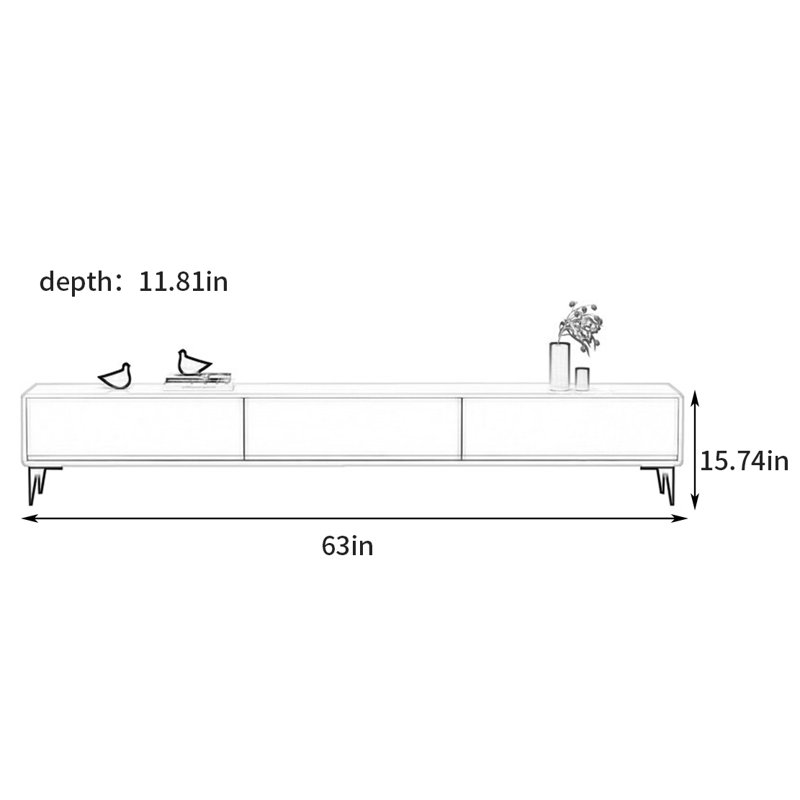 Meuble télé moderne de style crème minimaliste, 15.74" H x 63" L x 11.81" W