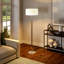 62 Inch Two-Tone Floor Lamp Fabric Drum Shade Rustic Oak Polished Nickel Contemporary Olie-1424983187