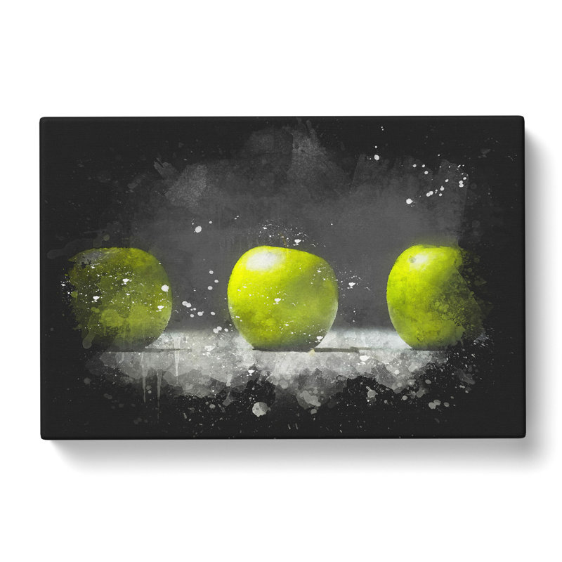 Row Of Green Apples - Wrapped Canvas Print, 35cm H x 50cm W x 3cm D