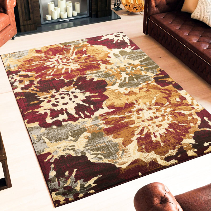 5 Ft. 3 In. X 7 Area Rug In Multi Colors With Abstract Flower Patterns, Polypropylene Main Material For Home By - Colored Vibrant Used