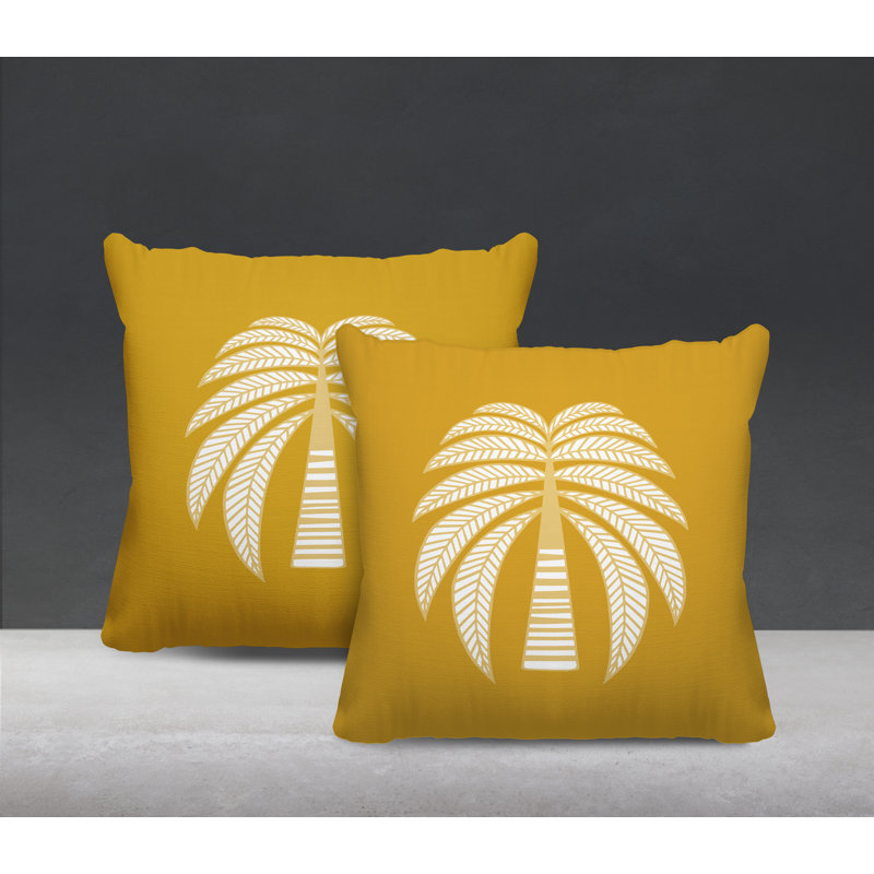 Housse et insert de coussin décoratif intérieur / extérieur en mélange de polyester, L 19 po x H 19 po, Jaune