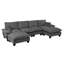 Canapé modulaire modulaire, canapé en U en forme de nuage avec conception de voilier, canapé en chenille confortable à 6 places avec repose-pieds mobile pour le salon