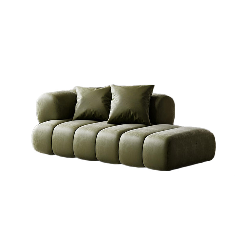 Large Seat Indoor Chaise Lounges Upholstered Chaise Lounge, Green, Left Hand Facing