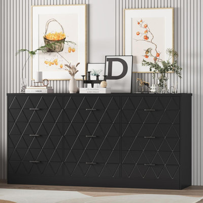 Commode 9 tiroirs 63 "avec prise de courant - Station de charge moderne et rangement pour chambre à coucher et salon