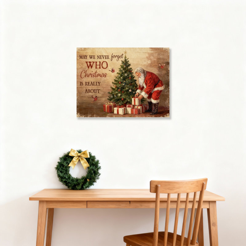 Art mural sur toile père Noël, H 12 po x l 18 po