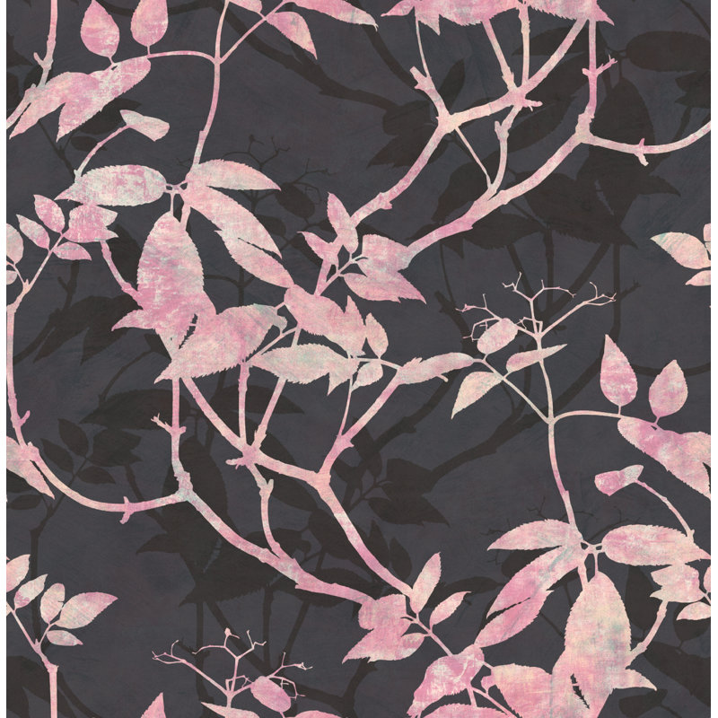 Rouleau de papier peint Myrto Leaf Trail, Lilas et boysenberry
