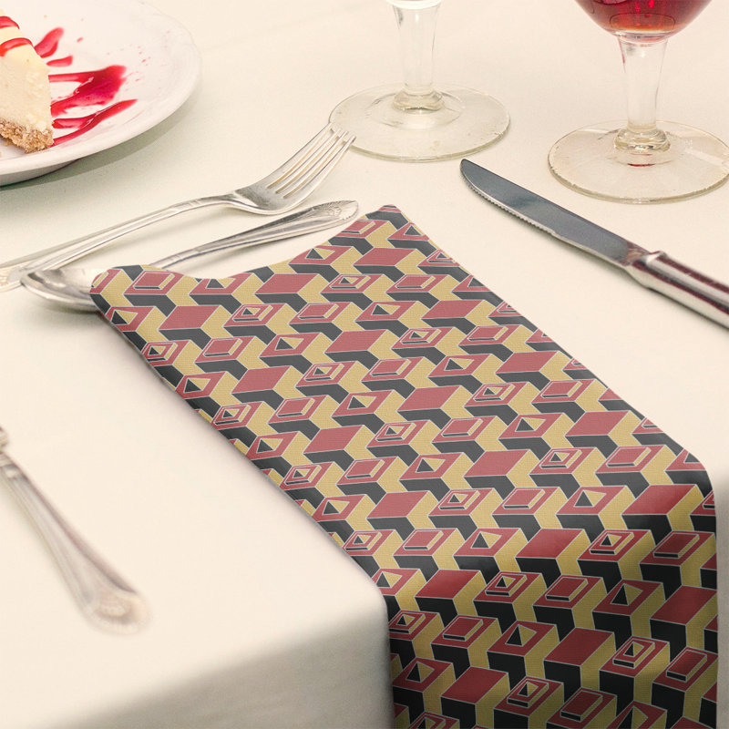 Jordao Cotton Geometric Square Napkin, Red/Yellow, 0.1" H x 22" W x 22" D, Cotton Twill