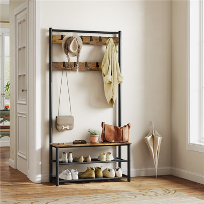85 cm W Hall Tree with Storage Bench and Shoe Storage