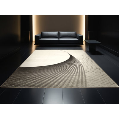 Tapis géométrique beige minimaliste à motif géométrique Paizley lavable à la machine - Reliure beige
