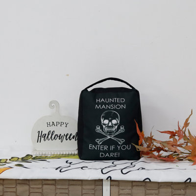 Halloween Fabric Door Stop With Handle - Haunted Mansion Enter If You Dare