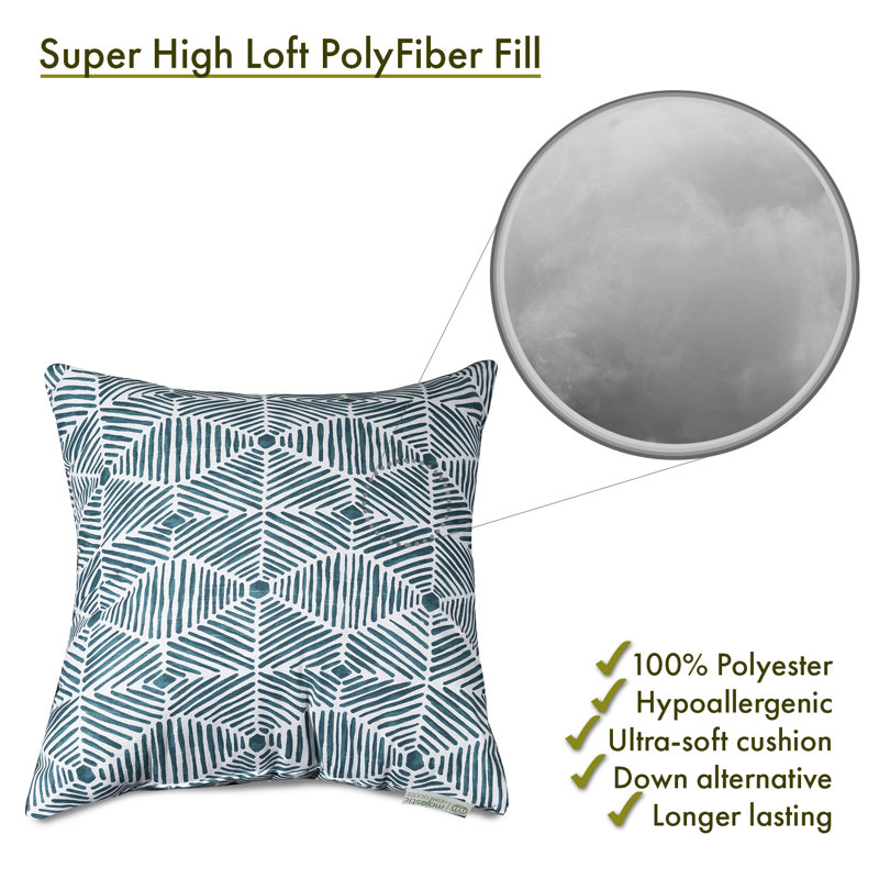 Charlie Geometric Cotton Reversible Throw Pillow, 24" x 24", Emerald, Square