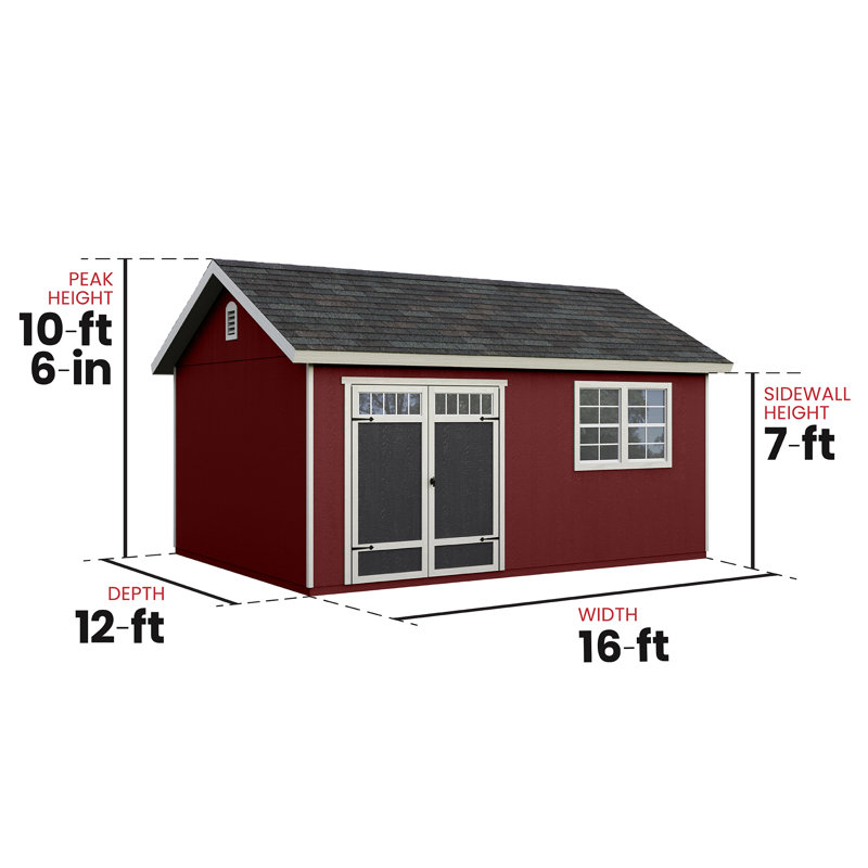 Scarsdale Wood Storage Shed, 12 ft. W x 16 ft. D, With Floor (DIY Assembly), With Floor, 12' W x 16' D, No