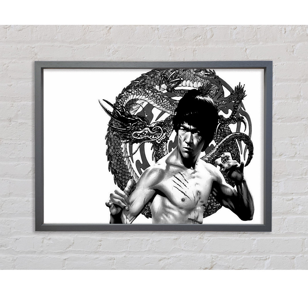 Bruce Lee Drache B N W - Druck