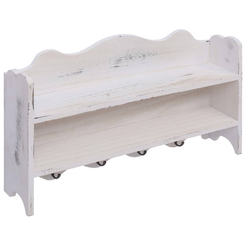 Renteria Solid Wood Wall 4 - Hook Wall Mounted Coat Rack, White