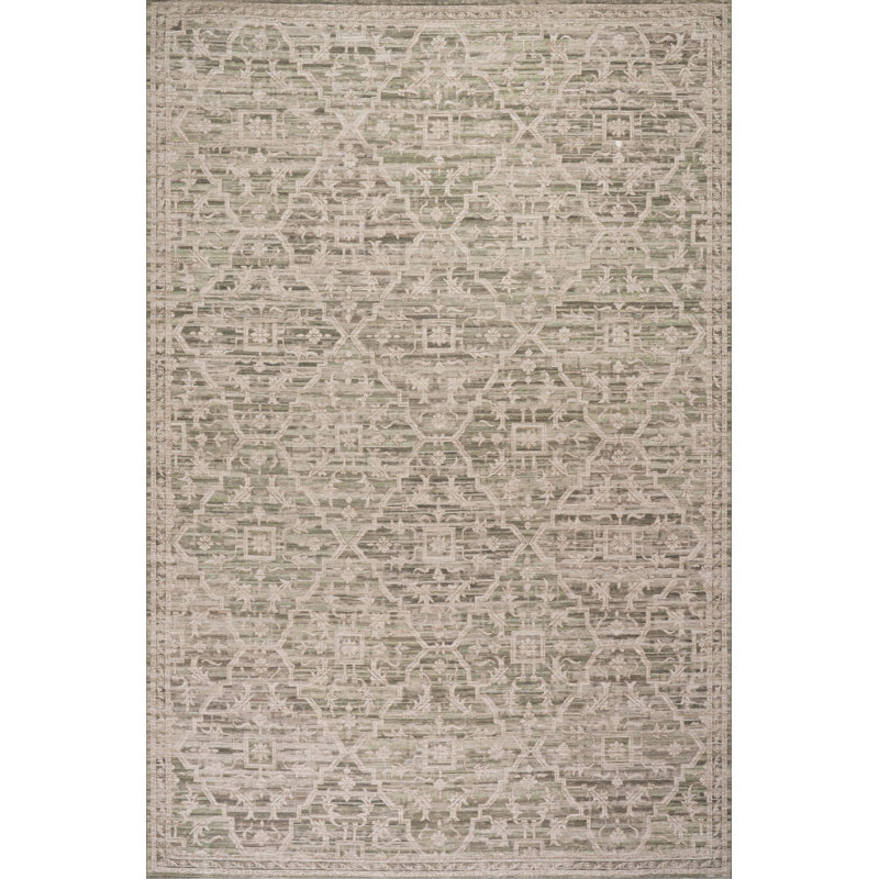 Tapis traditionnel Deliora, Rectangle de 5 pi x 8 pi, Vert