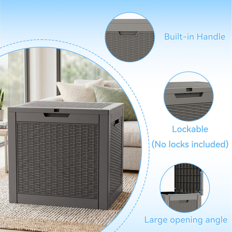 30-gal Water Resistant Resin Lockable Deck Box, Brown-Gray