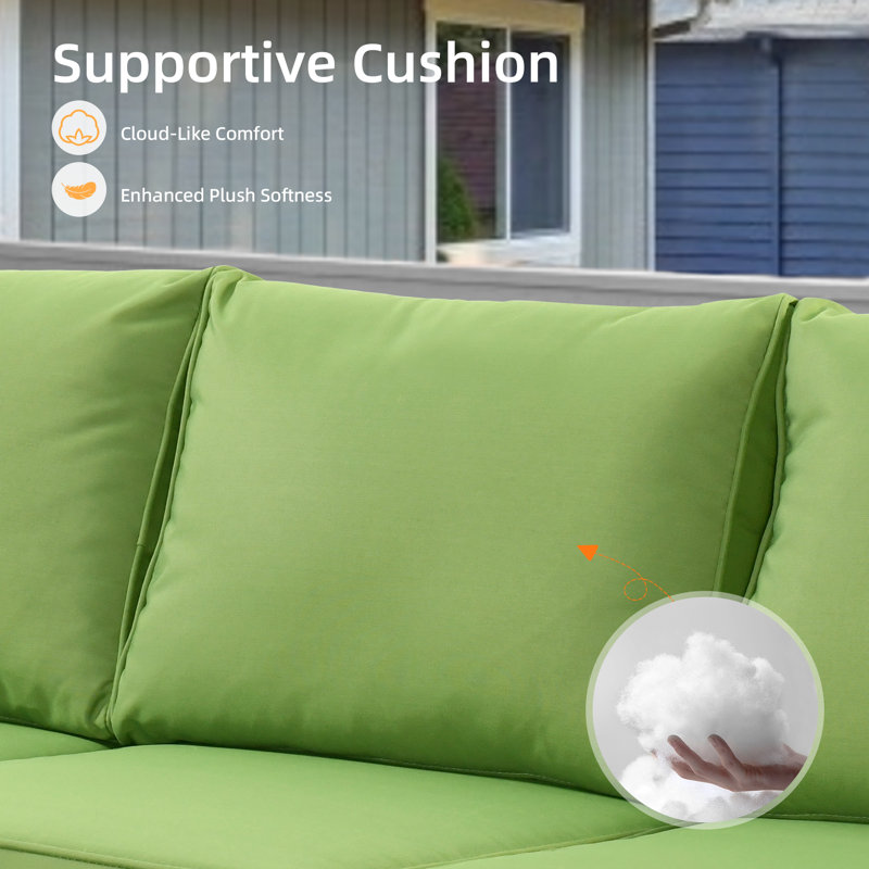Ensemble de conversation avec coussins pour 9 personnes, Vert