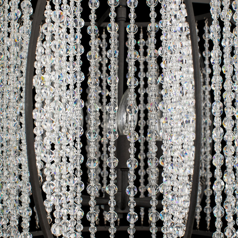 Caesar Black Crystal 8-Light Pendant Chandelier