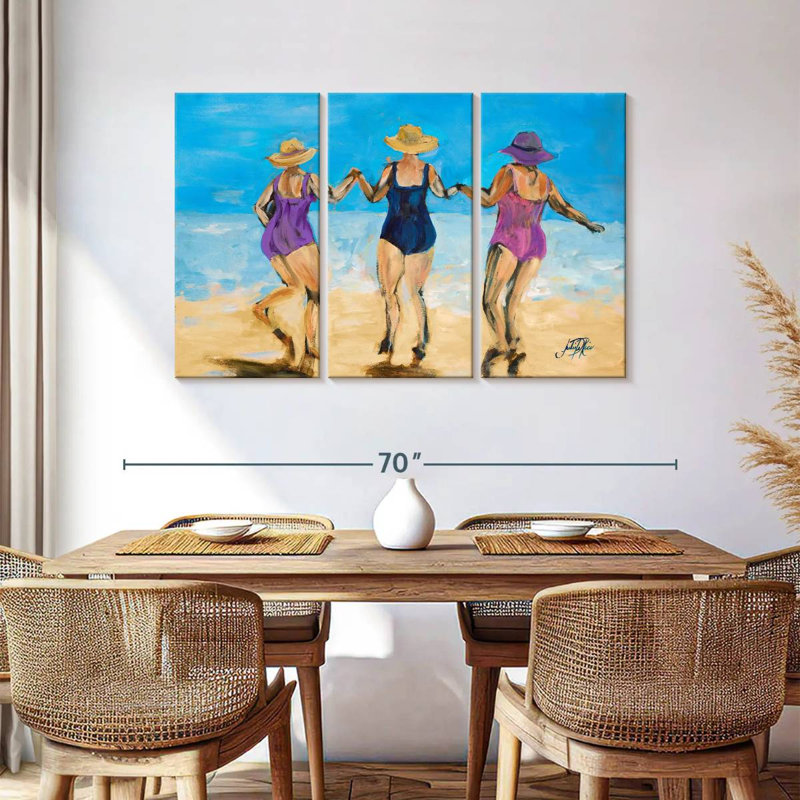 Mesdames Leisha sur la plage II, H 36 po x l 57 po