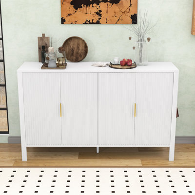 Versatile Sideboard Storage Cabinet with Back-of-Door Racks and Side Hooks