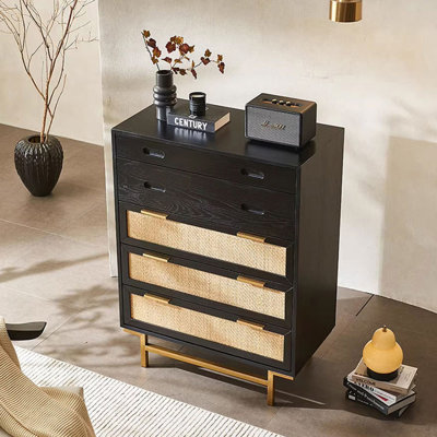 Modern Black Solid Manufactured Wood Accent Cabinet