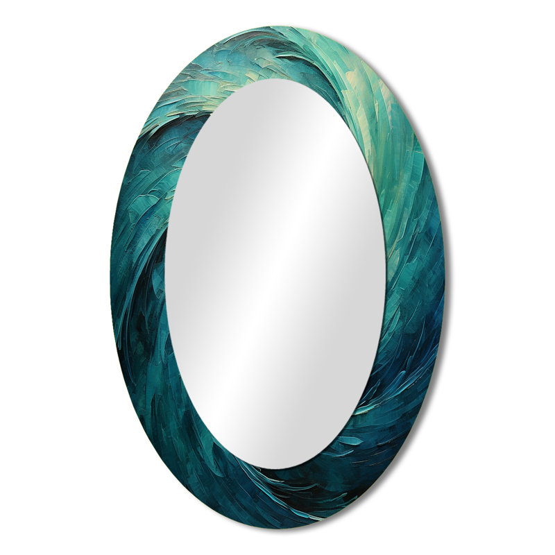 Miroir mural bleu sarcelle Majestic Motion III, 36 po x 24 po, Ovale