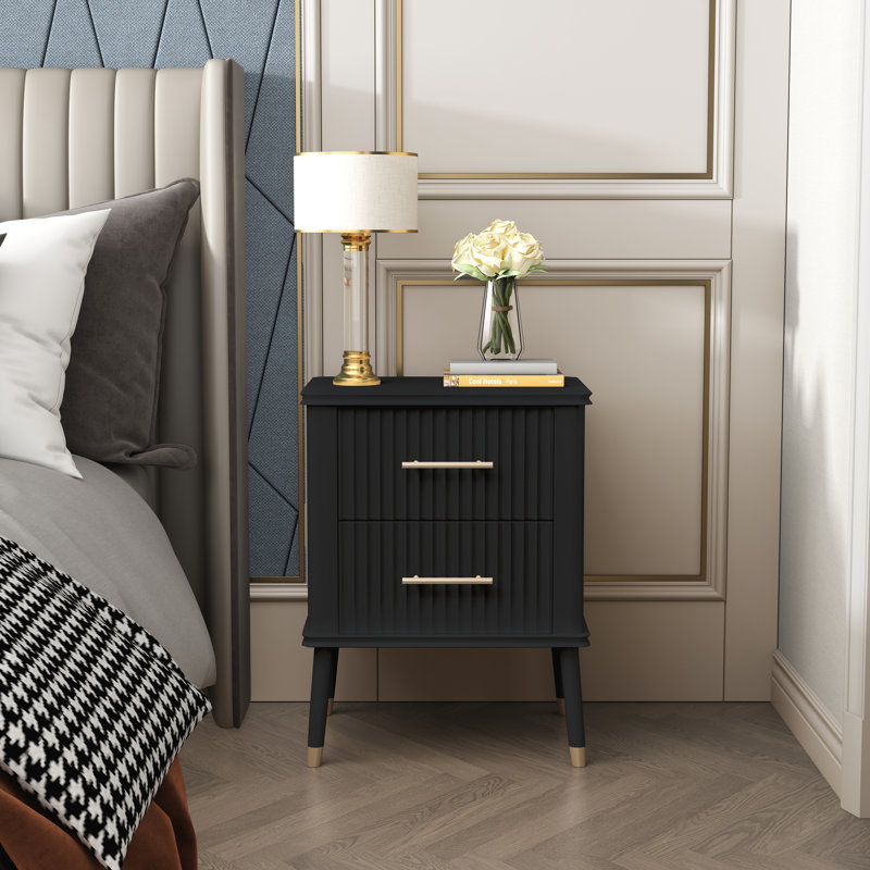Shruti 45cm W Bedside Table, Black