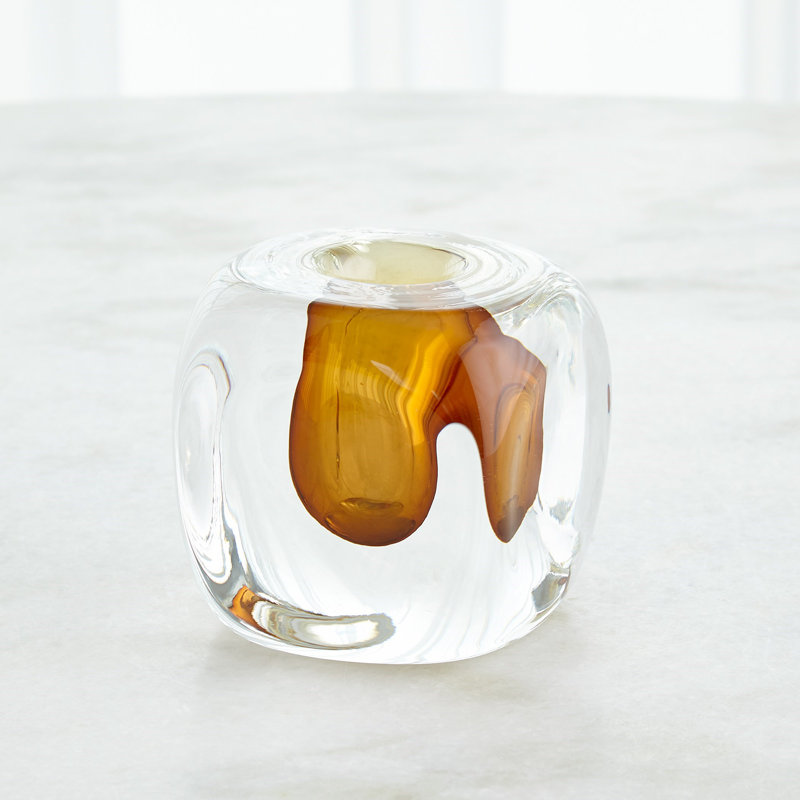 Handmade Glass Table Vase, Amber/Clear