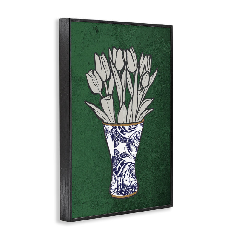 «Tulip Bouquet Vase», estampe numérique encadrée par Marcus Prime, Giclée encadrée noir minuit, H 30 po x l 20 po