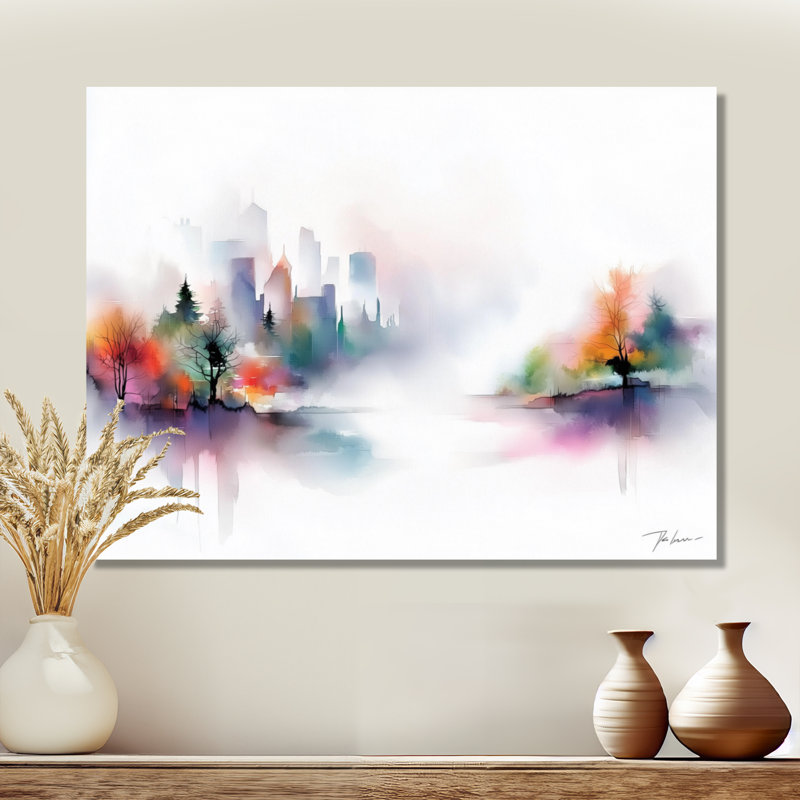 Lake Eternal Balance In Autumn III - Landscape Metal Wall Art, Traditional Metal Print, 12" H x 20" W x 0.84" D