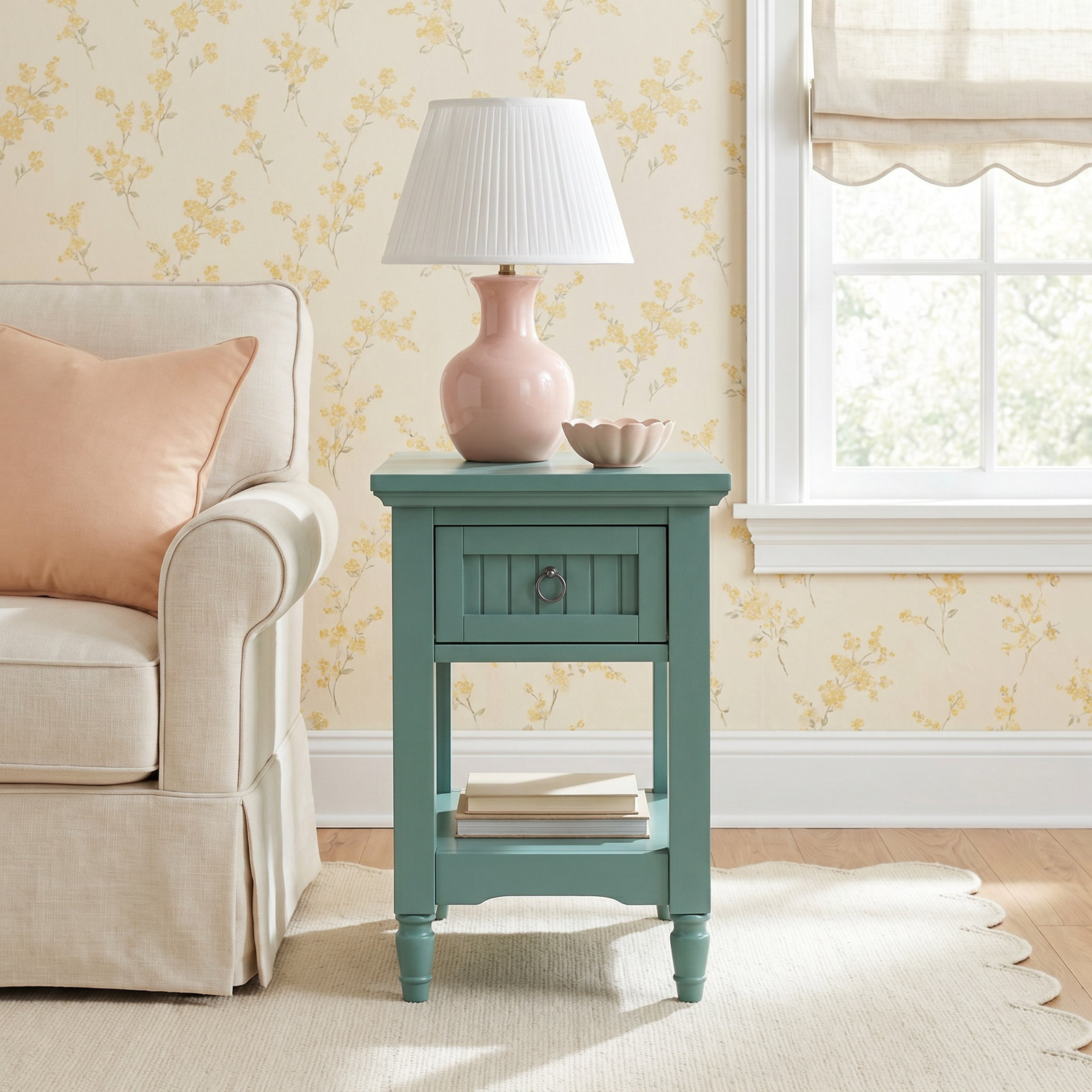 Alleya Chairside End Table, Green